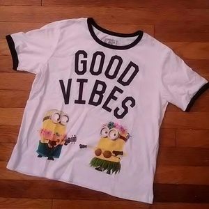 Despicable Me Minions "Good Vibes" Ringer Tee